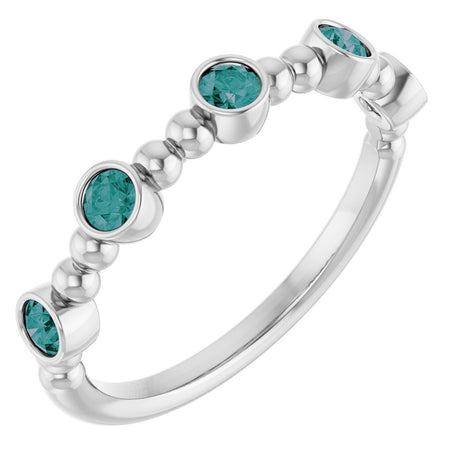 14K White Gold Natural Alexandrite Stackable Ring
