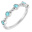 14K White Natural Blue Zircon Stackable Ring