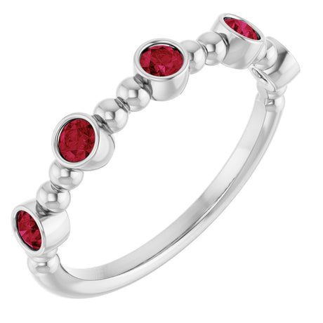14K White Gold Natural Ruby Stackable Ring