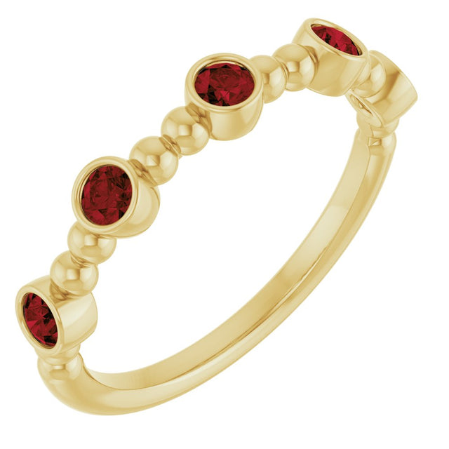 14K Yellow Natural Mozambique Garnet Stackable Ring