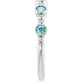 14K White Gold Natural Blue Zircon Stackable Ring