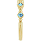 14K Yellow Gold Natural Aquamarine Stackable Ring