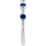 14K White Gold Natural Blue Sapphire Stackable Ring