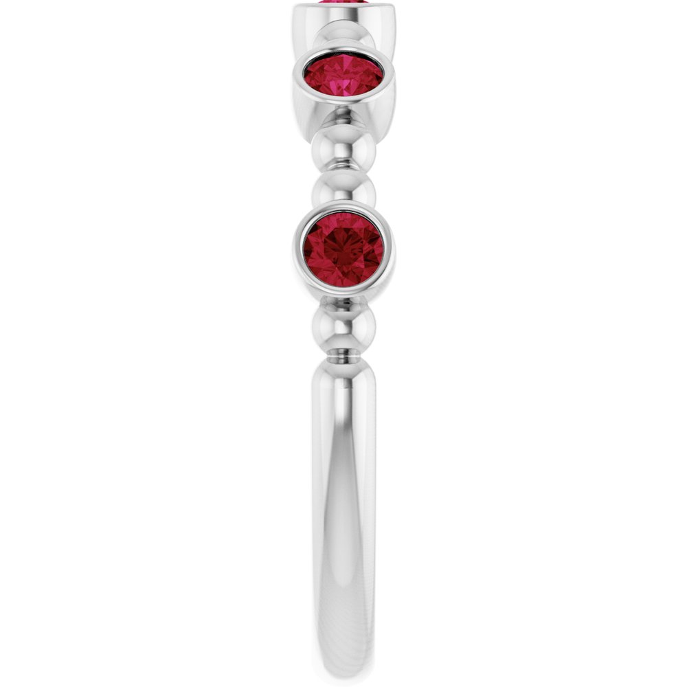14K White Gold Natural Ruby Stackable Ring