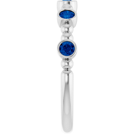 14K White Gold Natural Blue Sapphire Stackable Ring