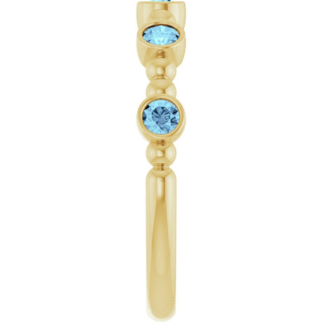 14K Yellow Gold Natural Aquamarine Stackable Ring