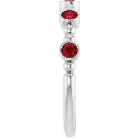 14K White Gold Natural Ruby Stackable Ring