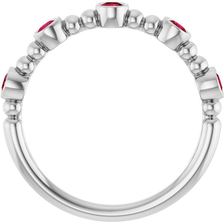 14K White Natural Ruby Stackable Ring