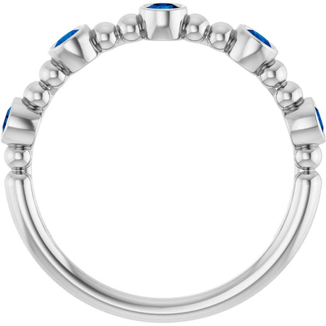 14K White Gold Natural Blue Sapphire Stackable Ring