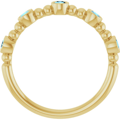14K Yellow Gold Natural Aquamarine Stackable Ring