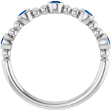 14K White Gold Natural Blue Sapphire Stackable Ring