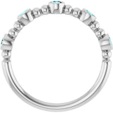 14K White Gold Natural Blue Zircon Stackable Ring