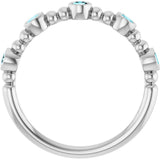 14K White Natural Blue Zircon Stackable Ring