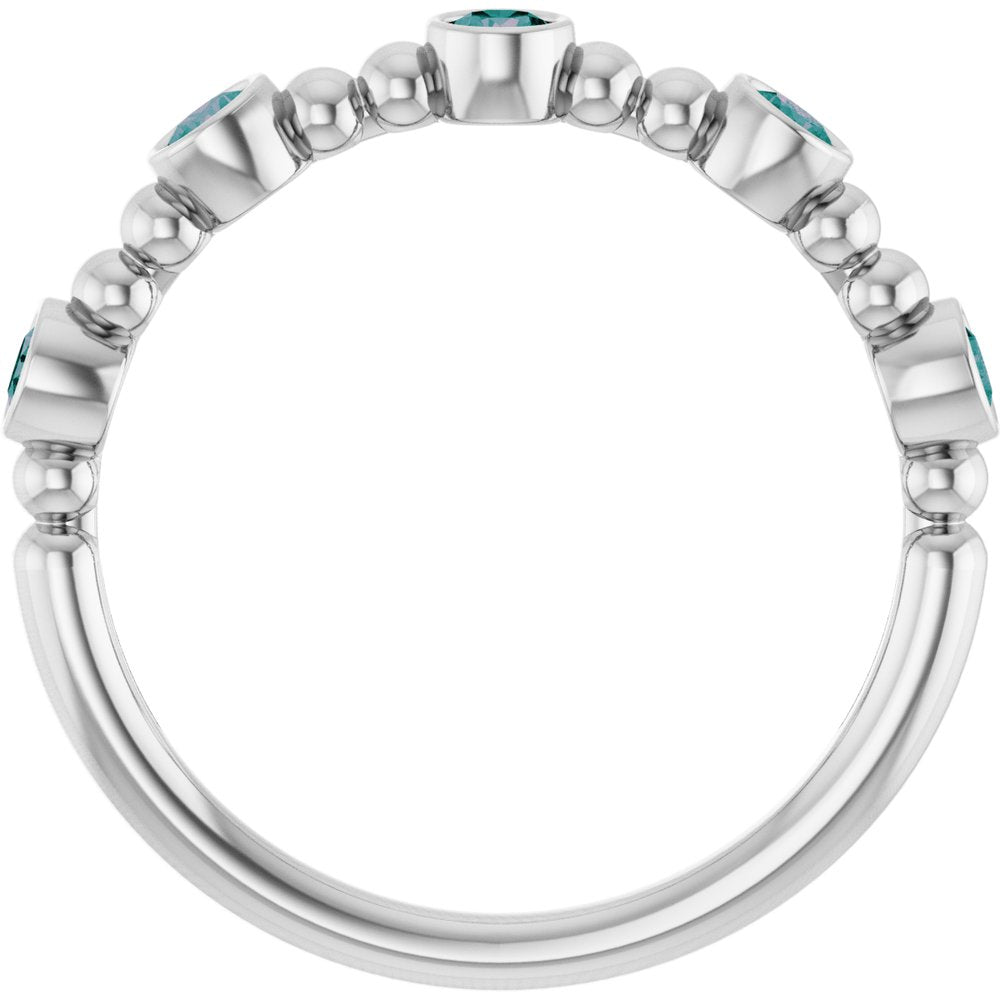 14K White Gold Natural Alexandrite Stackable Ring