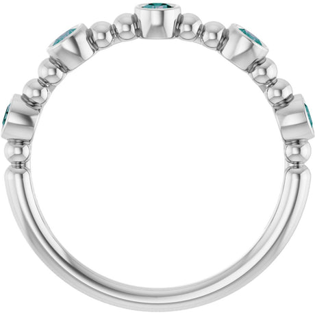 14K White Gold Natural Alexandrite Stackable Ring