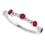 14K White Natural Ruby Stackable Ring
