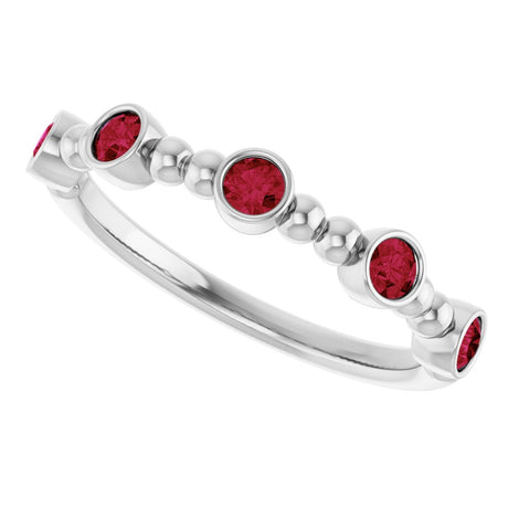 14K White Gold Natural Ruby Stackable Ring