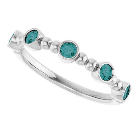 14K White Gold Natural Alexandrite Stackable Ring