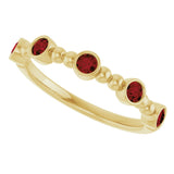 14K Yellow Natural Mozambique Garnet Stackable Ring