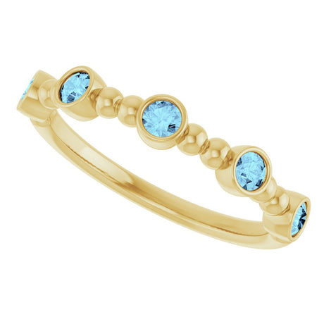 14K Yellow Natural Aquamarine Stackable Ring