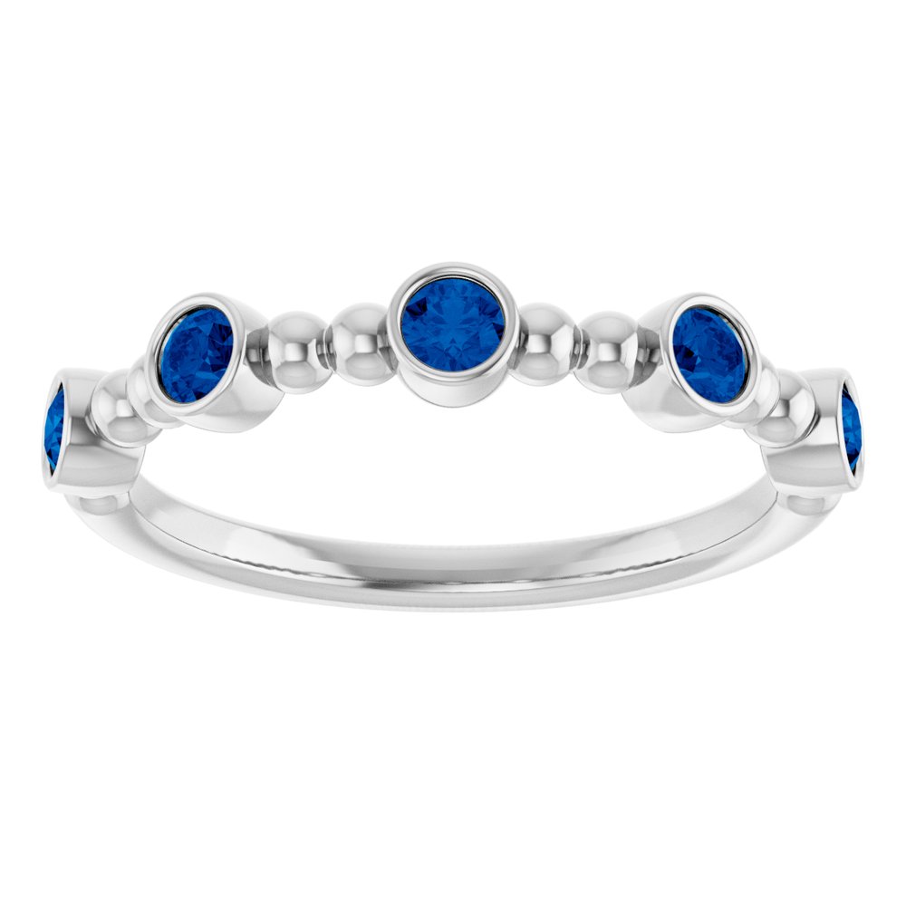 14K White Gold Natural Blue Sapphire Stackable Ring