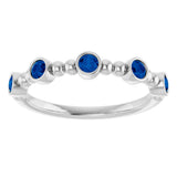 14K White Gold Natural Blue Sapphire Stackable Ring