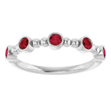 14K White Natural Ruby Stackable Ring