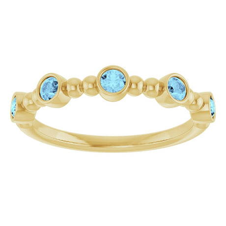 14K Yellow Gold Natural Aquamarine Stackable Ring