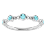 14K White Gold Natural Blue Zircon Stackable Ring