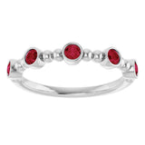 14K White Gold Natural Ruby Stackable Ring