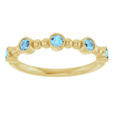 14K Yellow Gold Natural Aquamarine Stackable Ring