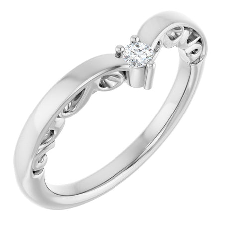 14K White .06 CTW Natural Diamond Contour Band