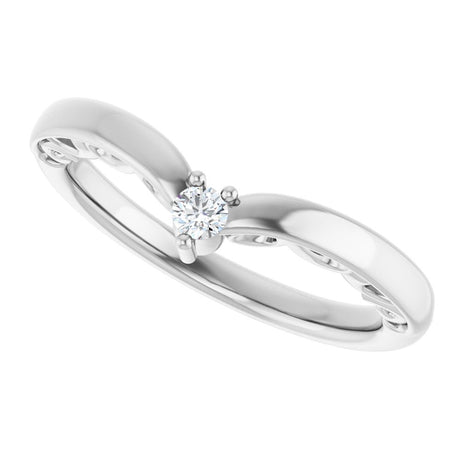 14K White .06 CTW Natural Diamond Contour Band