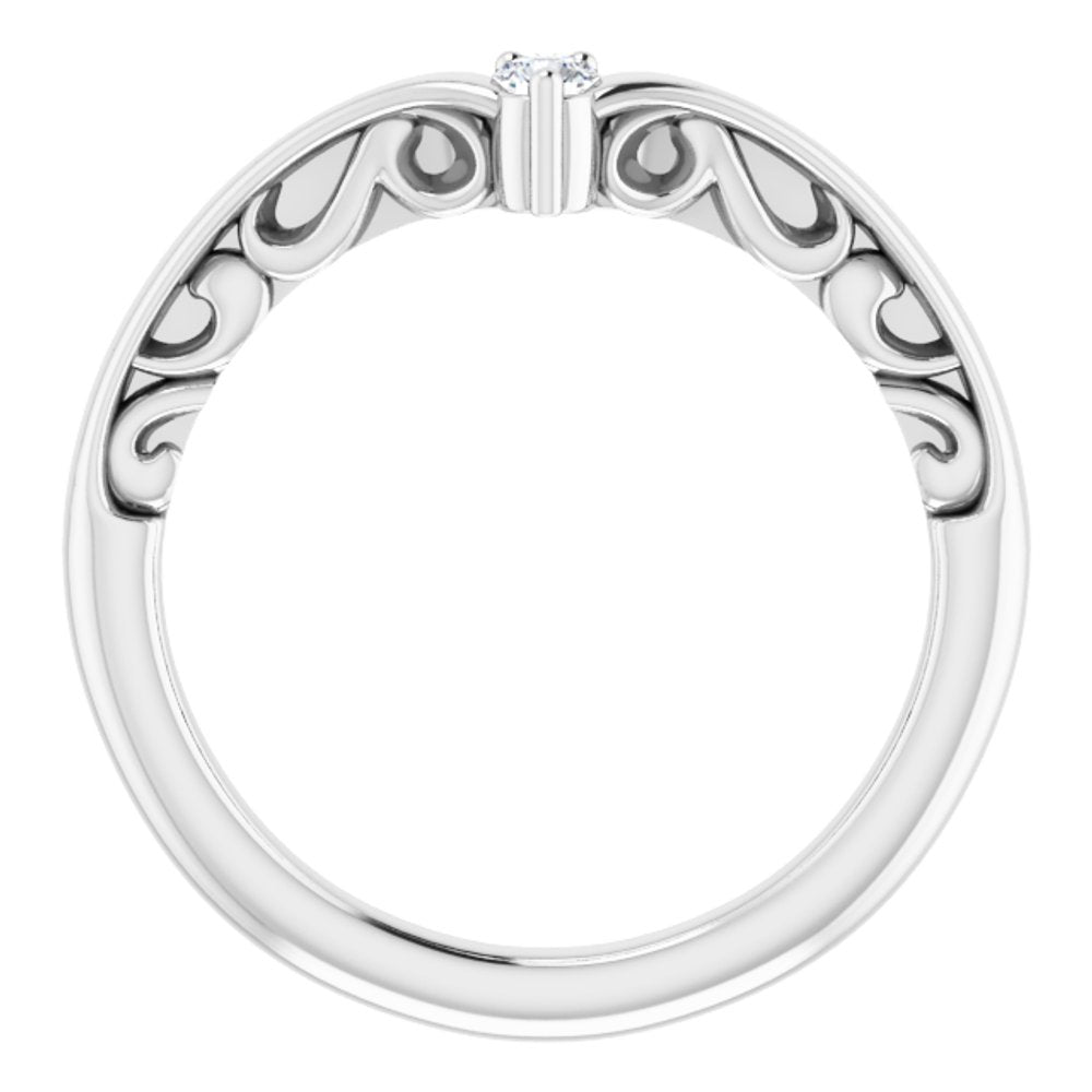 14K White .06 CTW Natural Diamond Contour Band