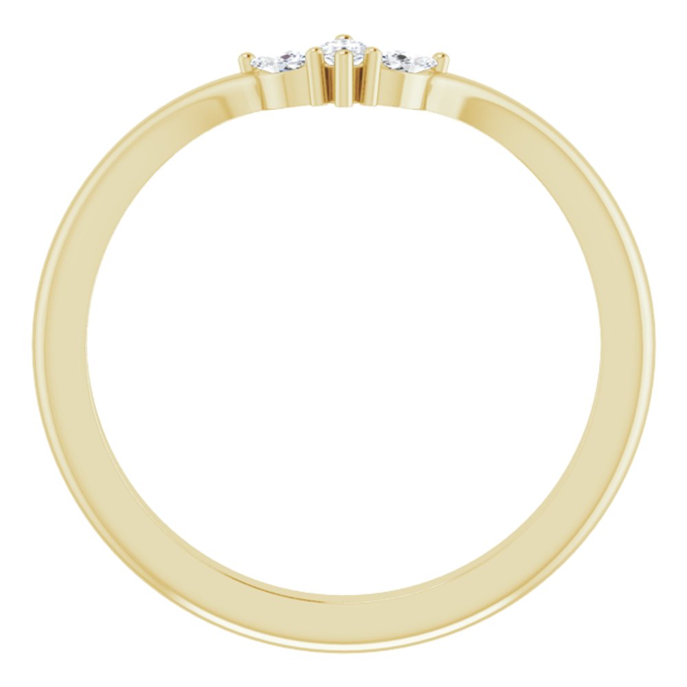 14K Yellow Gold 1/8 CTW Natural Diamond Three-Stone V Ring