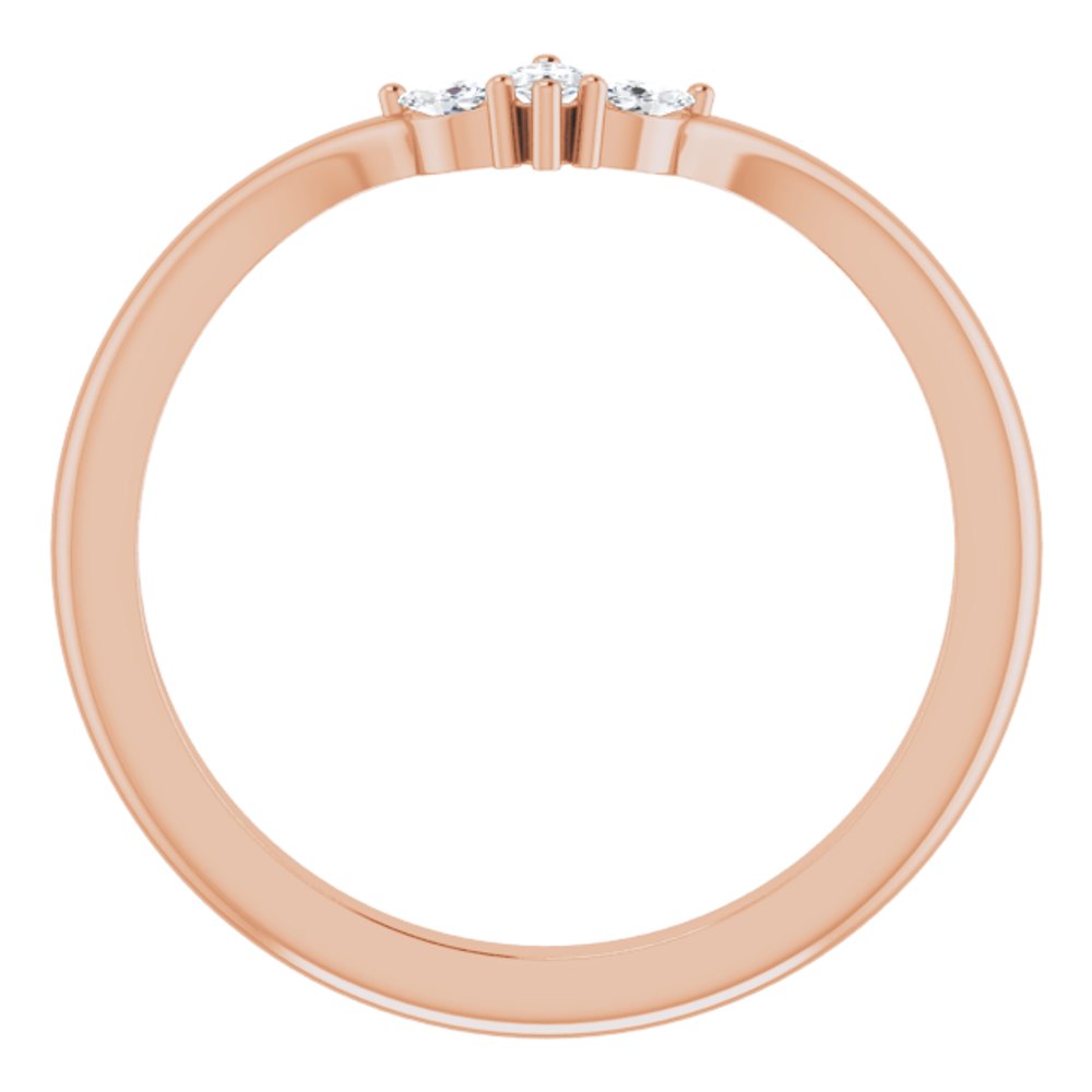 14K Rose Gold 1/8 CTW Natural Diamond Three-Stone V Ring