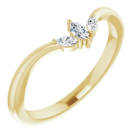 14K Yellow 1/8 CTW Natural Diamond Three-Stone V Ring