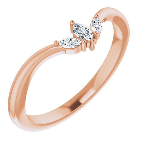 14K Rose Gold 1/8 CTW Natural Diamond Three-Stone V Ring