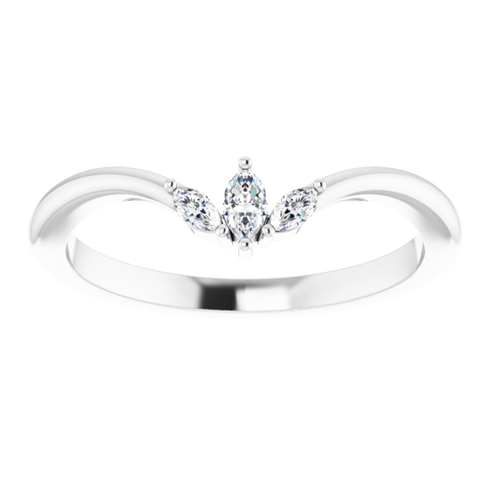 14K White Gold 1/8 CTW Natural Diamond Three-Stone V Ring