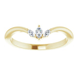 14K Yellow 1/8 CTW Natural Diamond Three-Stone V Ring