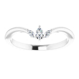 14K White 1/8 CTW Natural Diamond Three-Stone V Ring