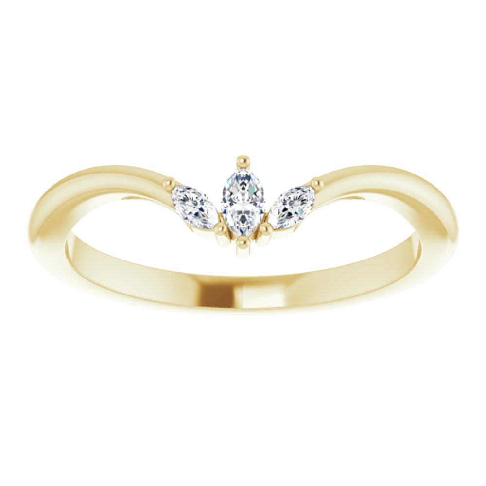 14K Yellow Gold 1/8 CTW Natural Diamond Three-Stone V Ring