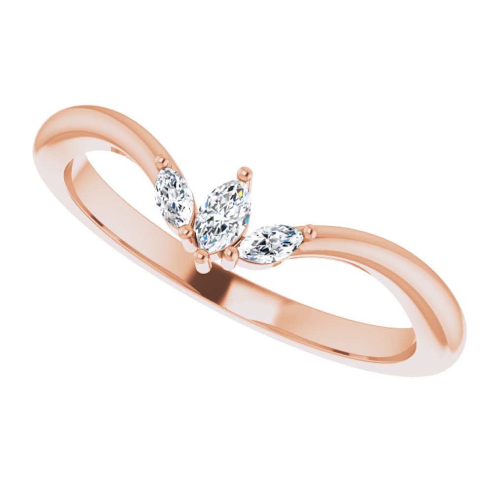 14K Rose Gold 1/8 CTW Natural Diamond Three-Stone V Ring
