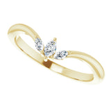 14K Yellow 1/8 CTW Natural Diamond Three-Stone V Ring