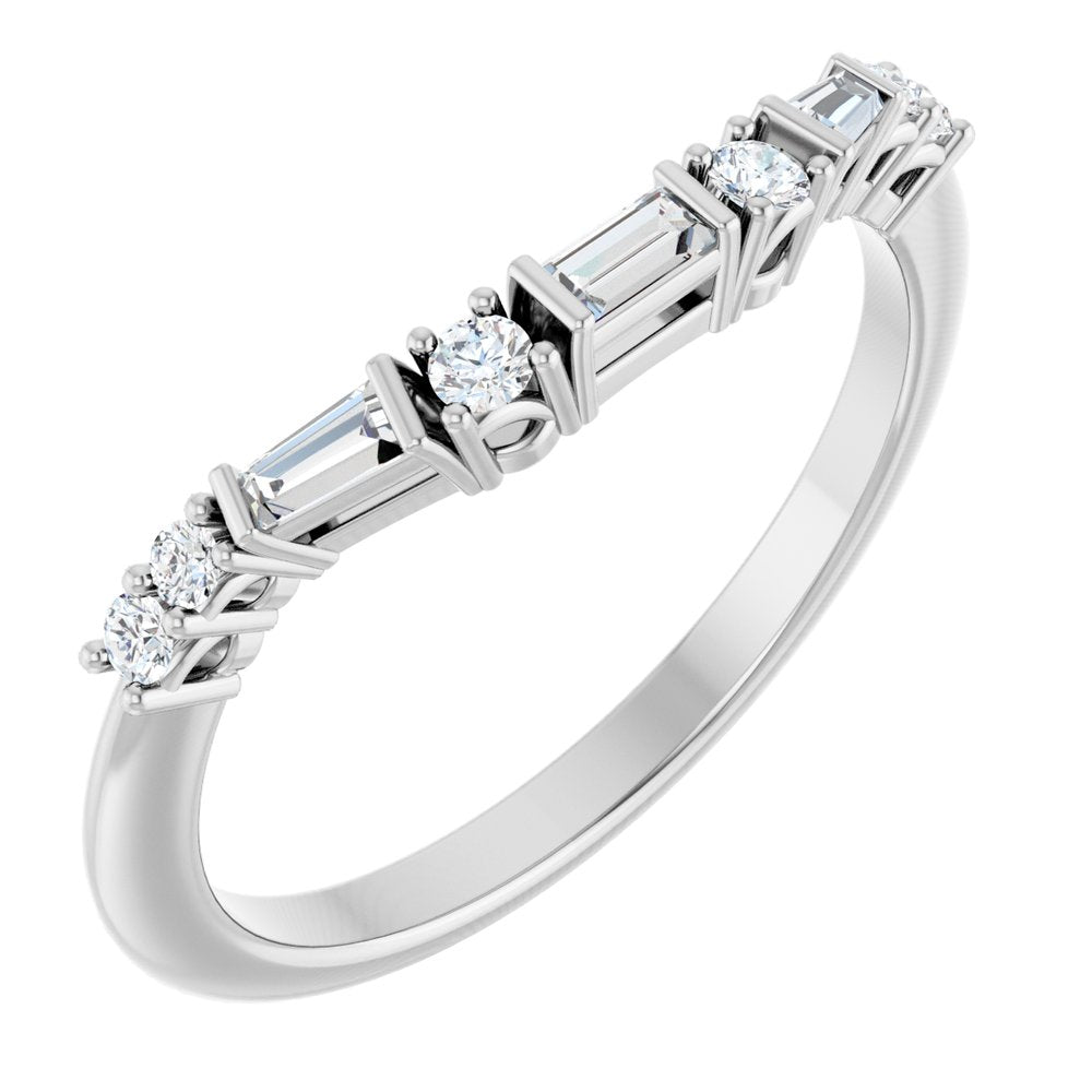 14K White 1/5 CTW Lab-Grown Diamond Contour Band