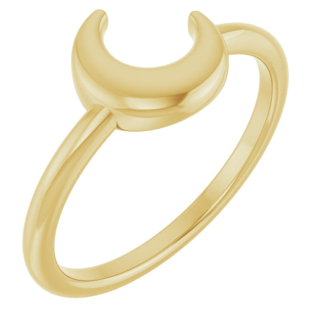 14K Yellow Crescent Moon Ring 