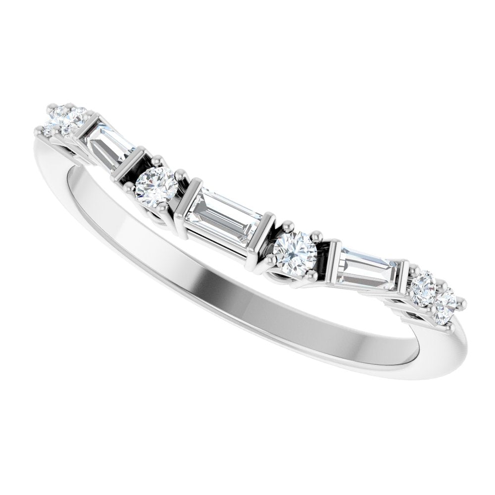 14K White 1/5 CTW Lab-Grown Diamond Contour Band