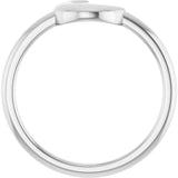 14K White Crescent Moon Ring