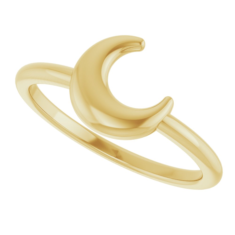 14K Yellow Crescent Moon Ring