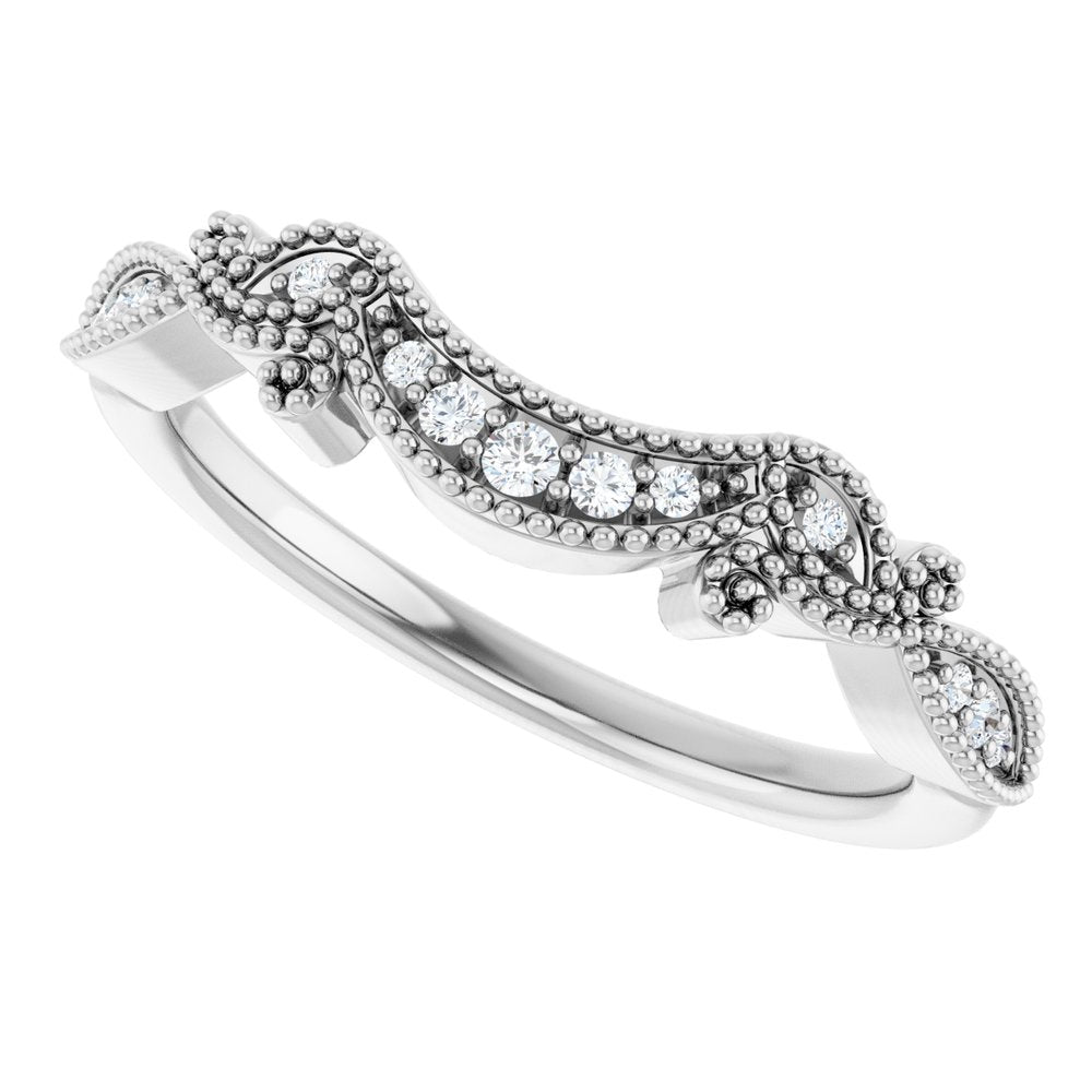 14K White .08 CTW Natural Diamond Contour Band